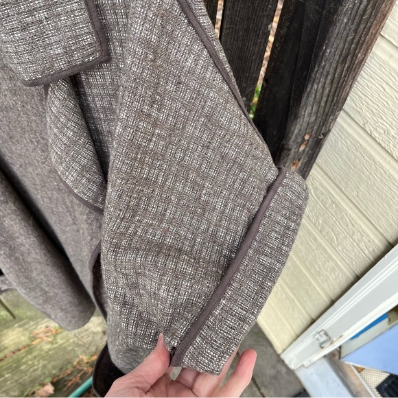 Greylin Anthropologie Wool Blend Brown Woven Short Sleeve Open Cardigan Sz S - Picture 5 of 14